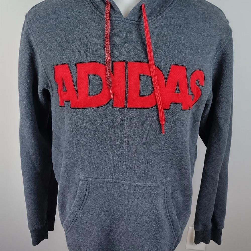 ADIDAS Big Lettering Pullover Hoodie Adult Size Large With Insulation Hipster